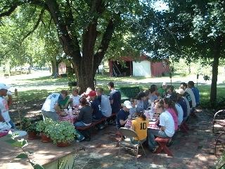 eating on patio